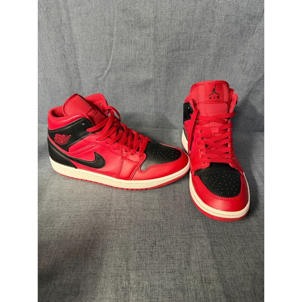 Air Jordan 1 Mid Shoes "Reverse Bred" Gym Red Black White 554724-660 Men's 9.5